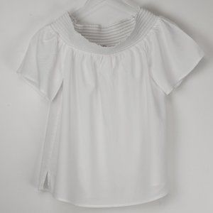 Vineyard Vines Smocked Off The Shoulder Blouse Cap Sleeve Top White Size Small
